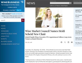Wine Market Council Names Heidi Scheid New Chair