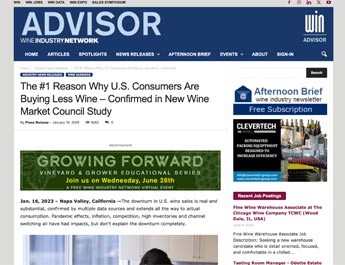 The #1 Reason Why U.S. Consumers Are Buying Less Wine – Confirmed in New Wine Market Council Study