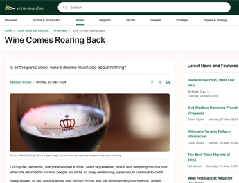 Wine Comes Roaring Back